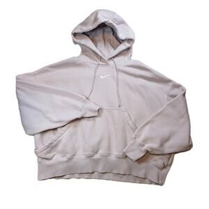 Nike Oversized Boxy Crop Hoodie Womens Medium Soft Lilac Center Swoosh Y2K